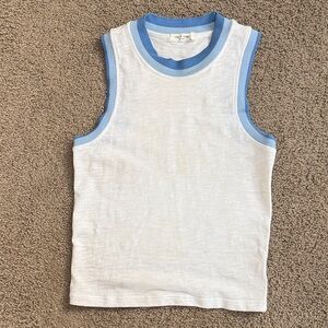Rag & Bone Jolie Tank Top | White & Blue Trim | XS